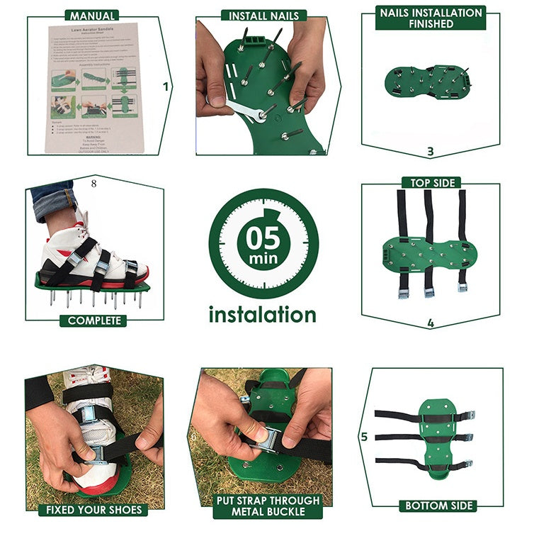Lawn Aerator Shoes – Adjustable Spike Sandals for Grass & Soil Health