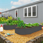 Raised Garden Bed Set (2 Pack) – Dark Gray Metal Planters for Organic Gardening
